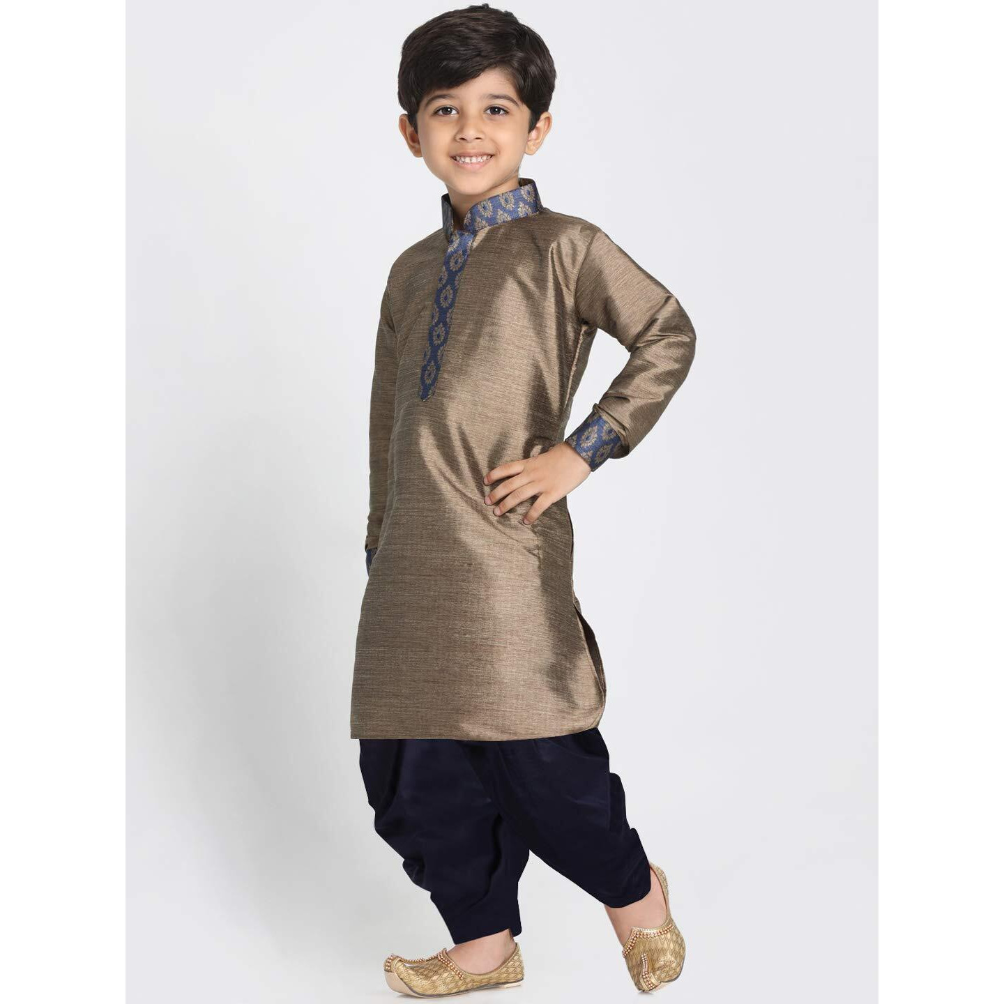 VASTRAMAY JBN Creation Boys Silk Blend Kurta and Dhoti Pant Set