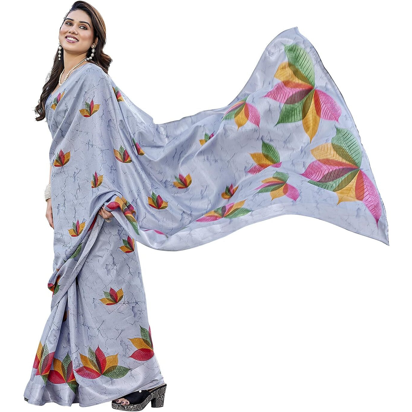Yashika Women's Printed Linen sarees for women| Linen cotton Sadi|saree for Women | Silk Saree | New Sari | Latest Saree (AZ-YS-P1-RIPIKA GREY)