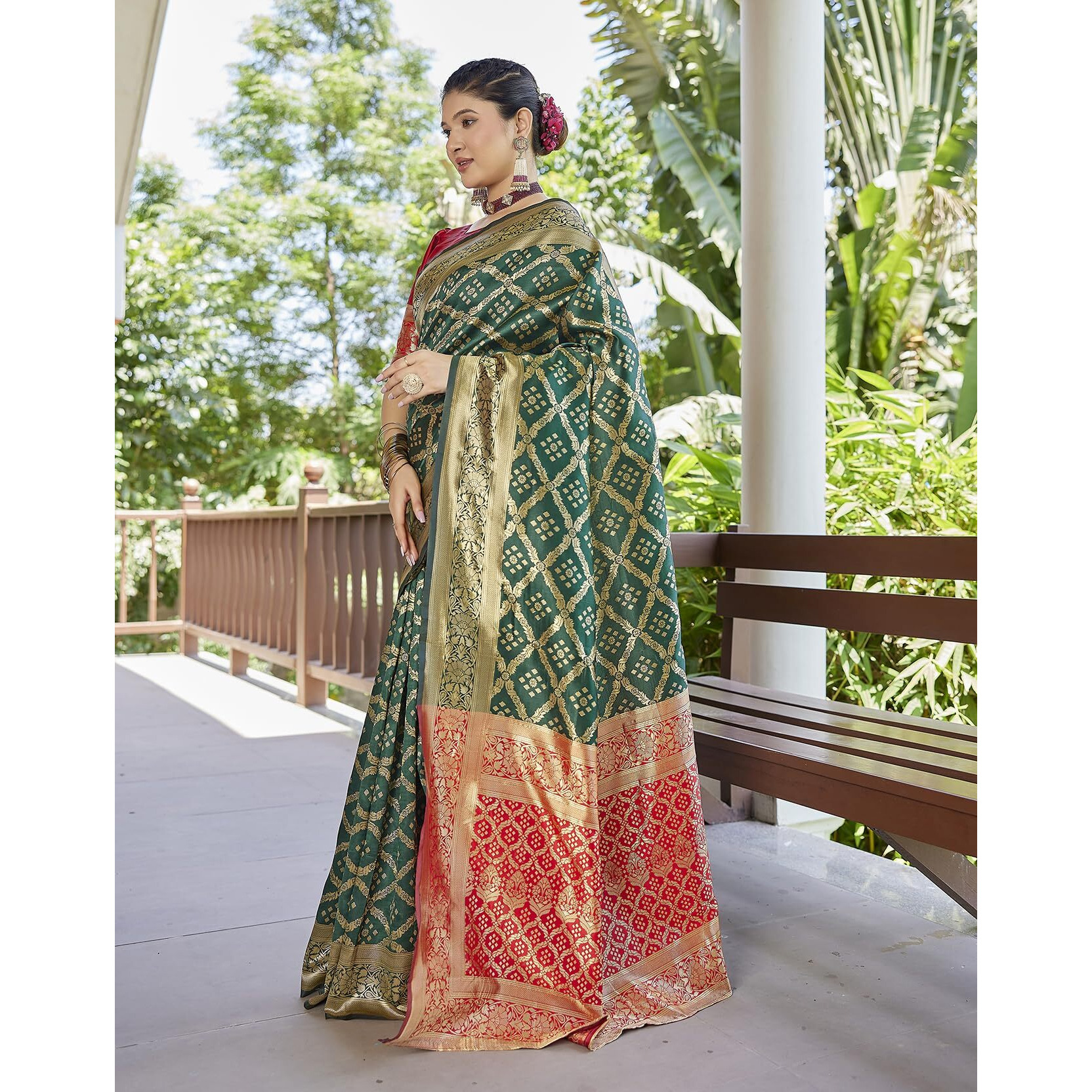 Yashika Women's Banarasi Kanjivaram Art Silk Saree|Sarees for Women (AZ-YS-P1-MINTOO GREEN)