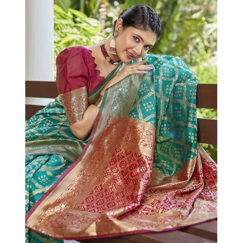 Yashika Women's Banarasi Kanjivaram Art Silk Saree|Sarees for Women (AZ-YS-P1-MINTOO RAMA)