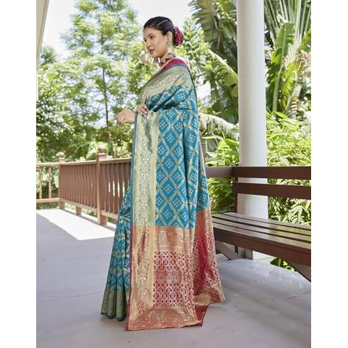 Yashika Women's Banarasi Kanjivaram Art Silk Saree|Sarees for Women (AZ-YS-P1-MINTOO SKY BLUE)