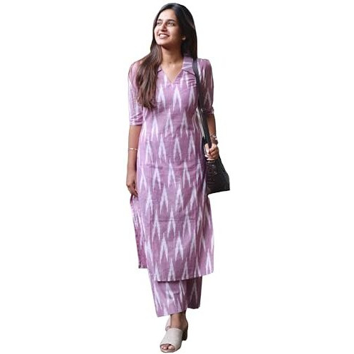 ANNI DESIGNER Women's Rayon Viscose Straight Printed Kurta with Pant (Demeter Onion_XL_Lavender_X-Large)