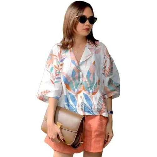 ANNI DESIGNER Women's Tunics Tops Rayon Viscose Printed Short Shirt Top for Women (Digod White_4XL_White_XXXX-Large)