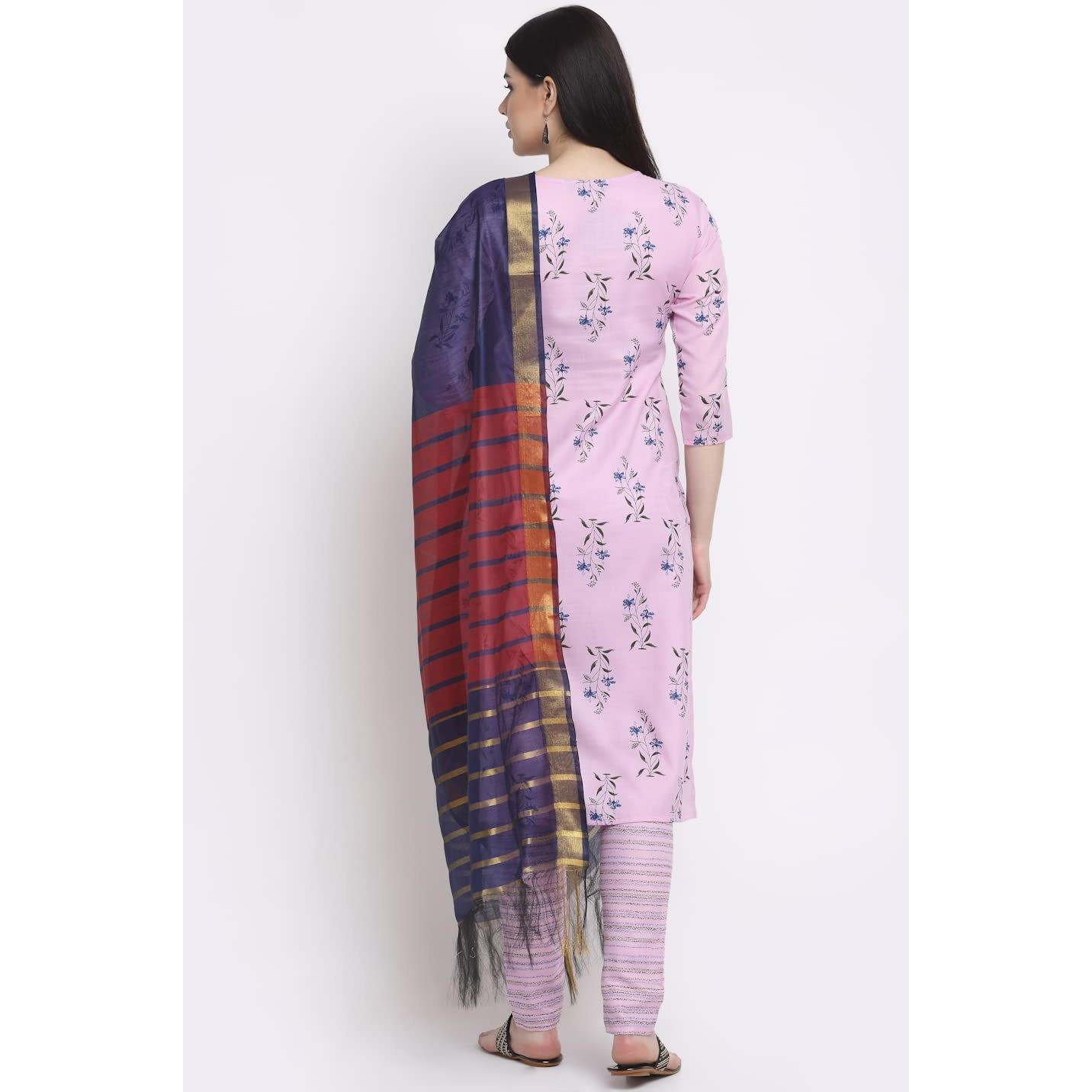 ANNI DESIGNER Women's Cotton Straight Kurta with Palazzo & Dupatta (KPZD-COT-10010-PINK_S_Pink_Small)