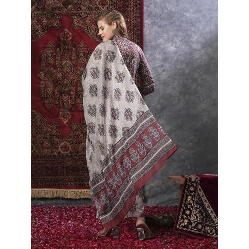 ANNI DESIGNER Women's Rayon Blend Printed Straight Kurta Plazzo with Printed Dupatta (Aabina Maroon-VKS01_S_Maroon_Small)