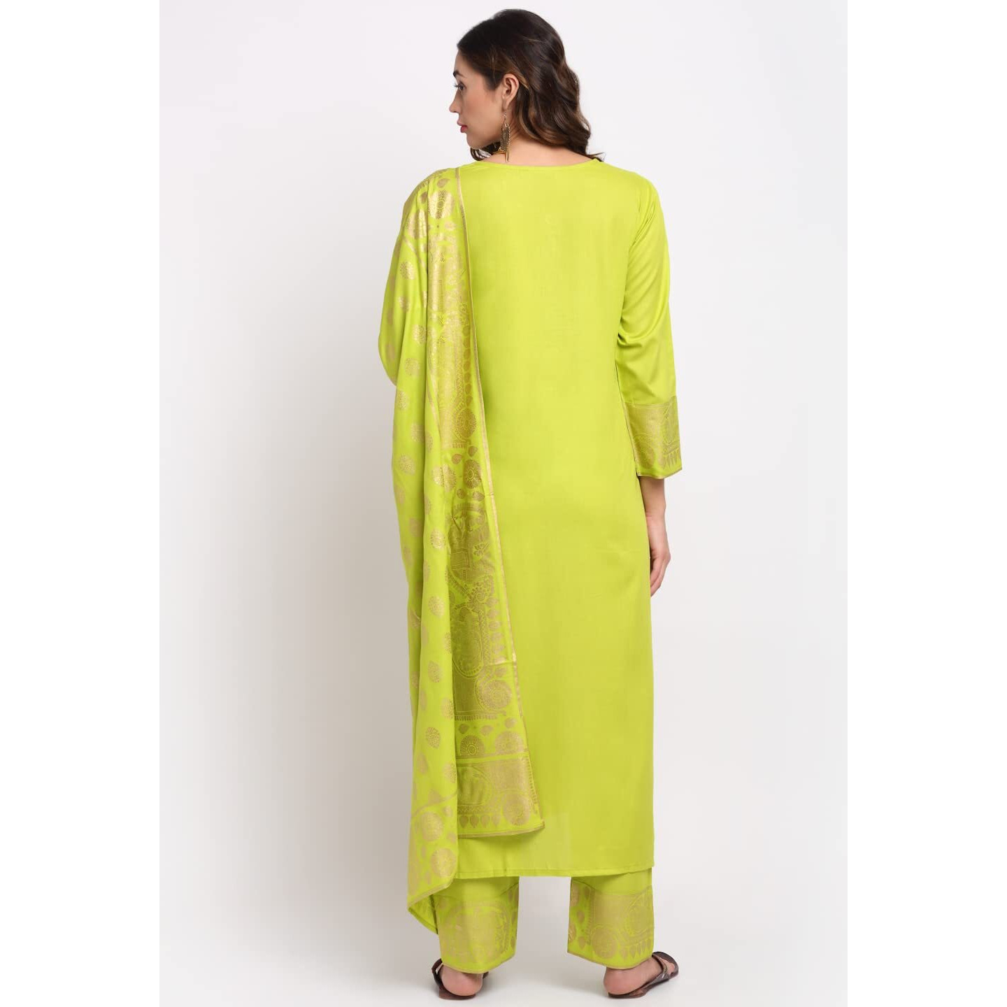 ANNI DESIGNER Women's Cotton Straight Kurta with Palazzo & Dupatta (KPZD-COT-10036-LIGHT Green_S_Light Green_Small)