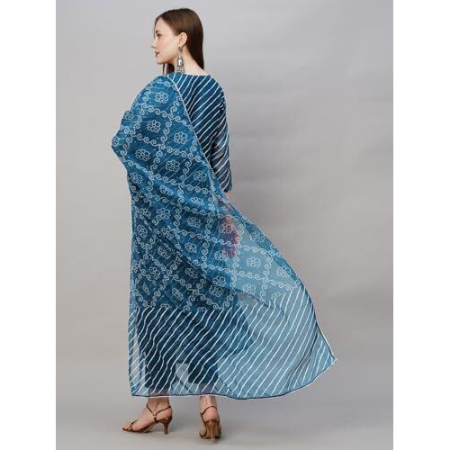 ANNI DESIGNER Women's Cotton Blend Straight Printed Kurta with Pant & Dupatta (Doremi Kerocin-NW_S_Kerocin_Small)