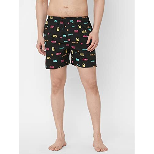 ANNI DESIGNER Men's Cotton Blend Modern Relaxed Floral Boxer Shorts (Pack of 2) (ANL-BXR-PACK-2-AN-005_Multicolor