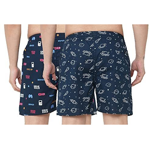 ANNI DESIGNER Men's Cotton Blend Modern Relaxed Floral Boxer Shorts (Pack of 2) (ANL-BXR-PACK-2-AN-023_Multicolor_M)