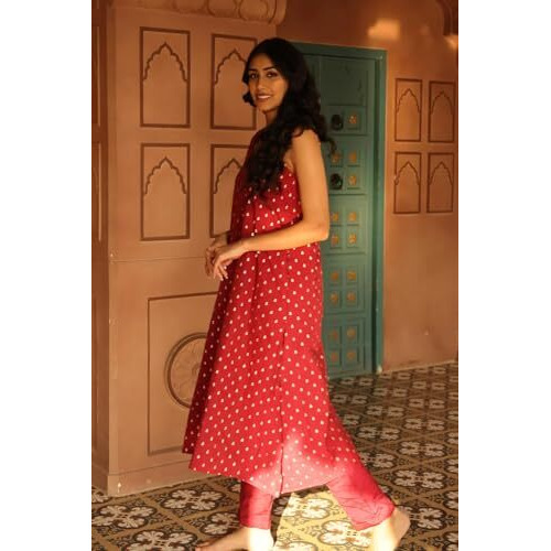 ANNI DESIGNER Women's Rayon Viscose Printed A-Line Kurta with Pant (DHYANA Maroon_M_Maroon_Medium)