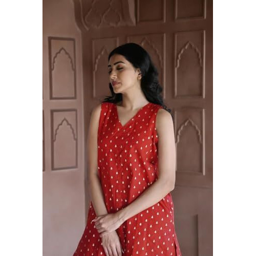 ANNI DESIGNER Women's Rayon Viscose Printed A-Line Kurta with Pant (DHYANA Maroon_M_Maroon_Medium)