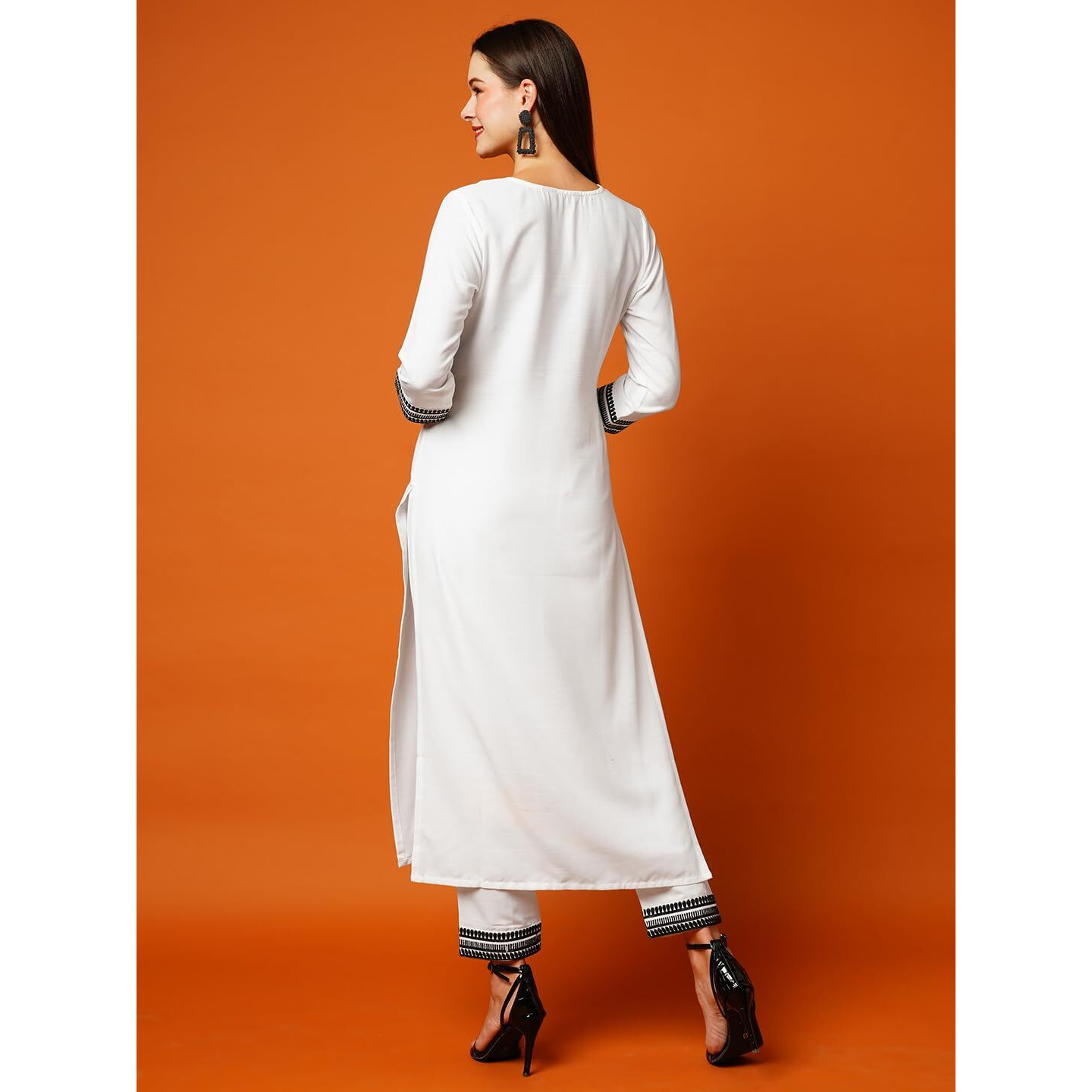 ANNI DESIGNER Women's Cotton Blend Straight Embroidered Kurta with Pant (DOTD-White-NG_XXL_White_XX-Large)