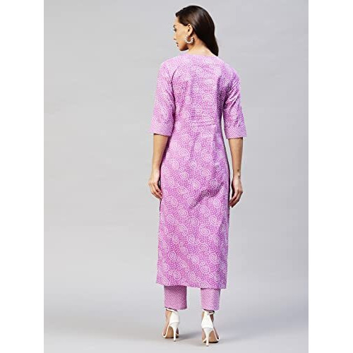ANNI DESIGNER Women's Cotton Blend Printed Straight Kurta with Pant Pack of 2 (Combo-Wamurti-Mukh_Multicolor_XX-Large)