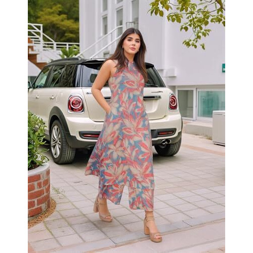 ANNI DESIGNER Women's Rayon Viscose Printed Straight Kurta with Palazzo (VCM Blue-VKS02_S_Blue_Small)