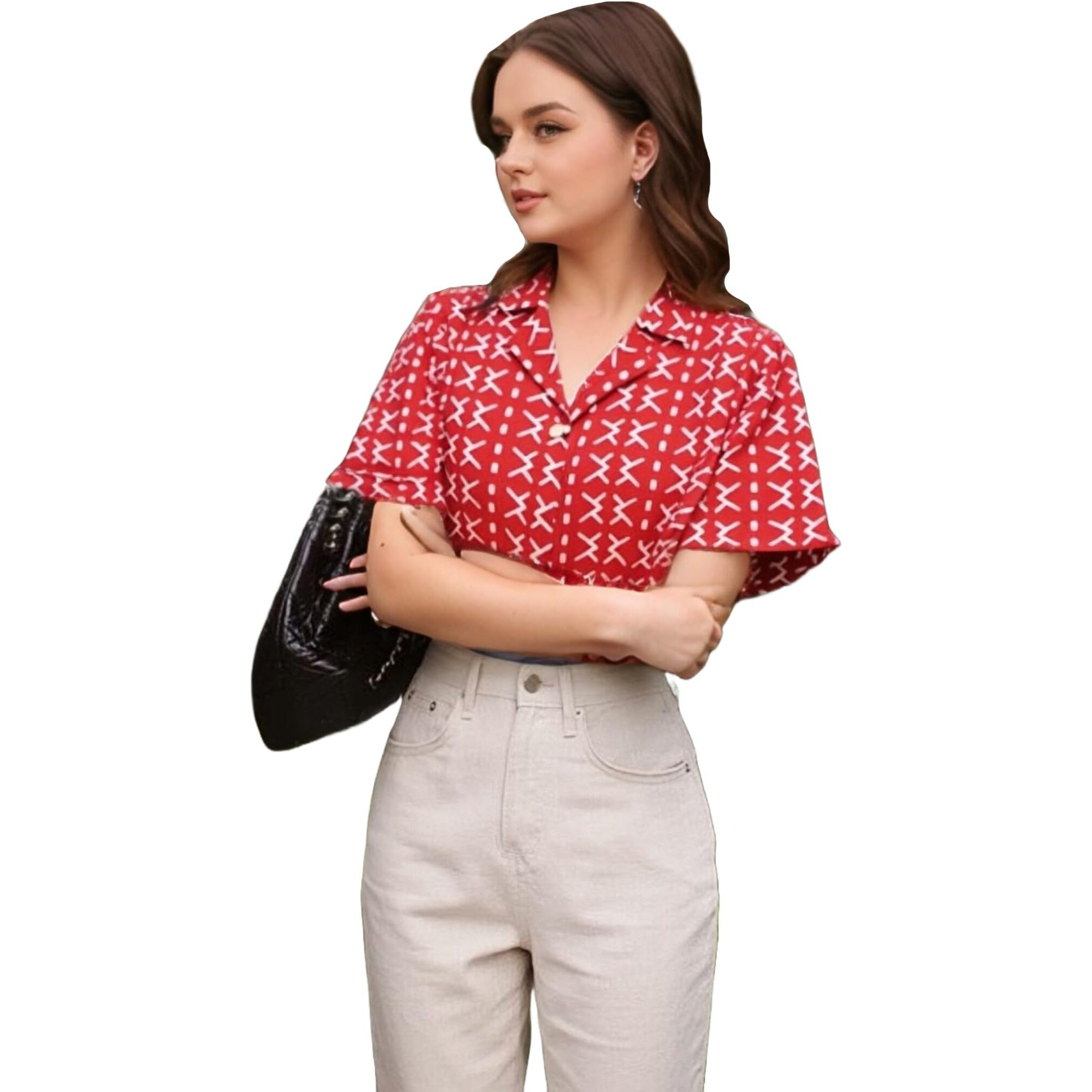 ANNI DESIGNER Women's Tunics Tops Rayon Viscose Printed Short Shirt for Women (CHHABI RED_M_Red_Medium)