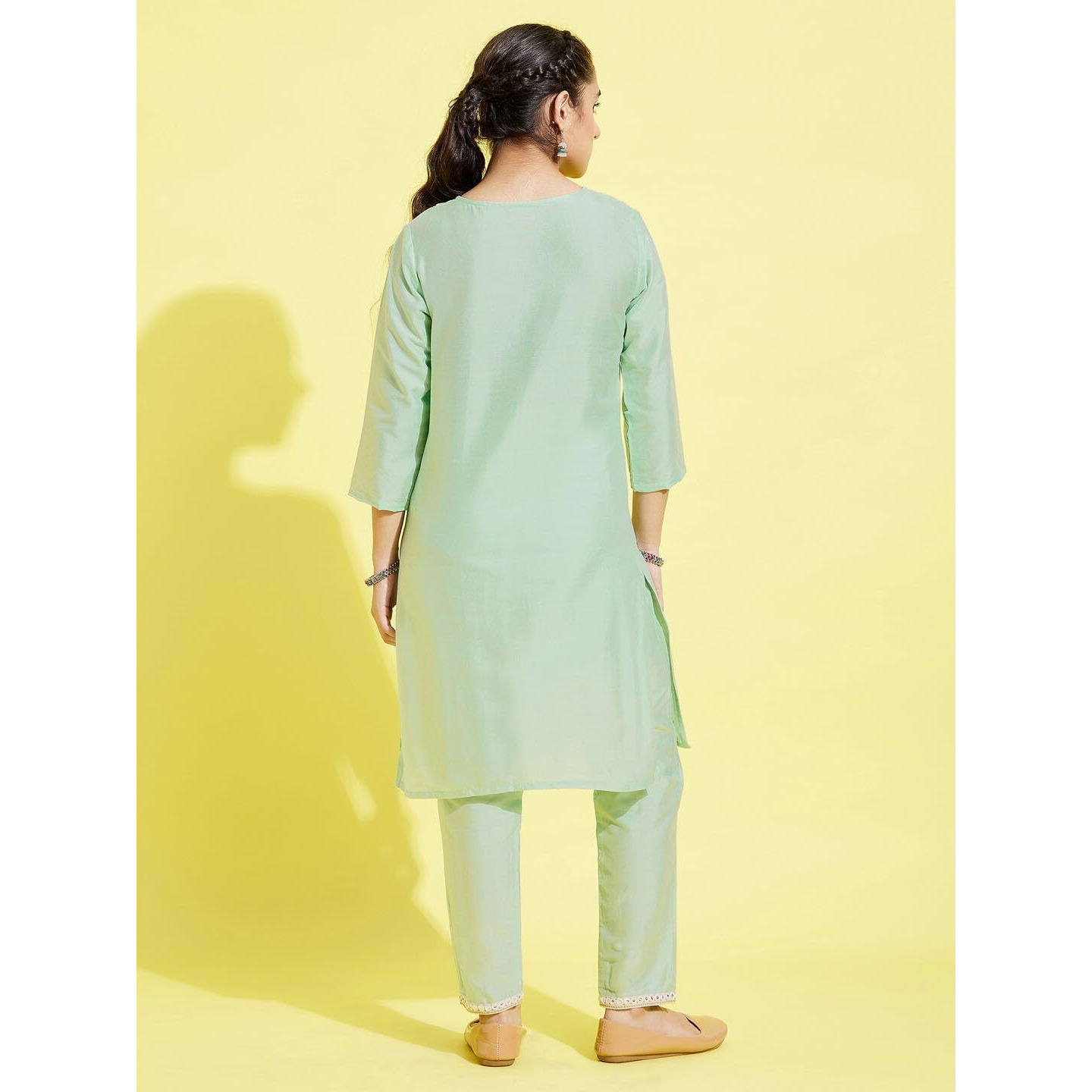 VASTRAMAY YUVA Girls' Mint Green Kurta and Pant Set_VYUVGK010GNnP_36L