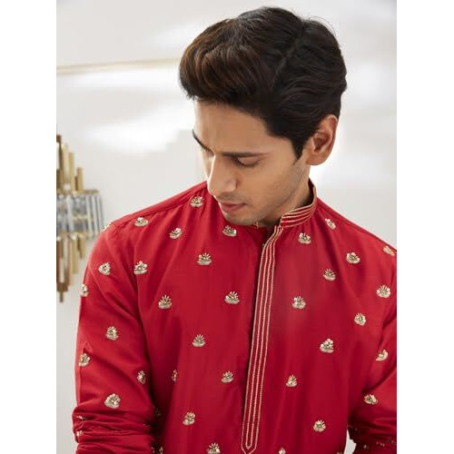 VASTRAMAY Men's Red Viscose Kurta - This is Men's Kurta Features an Elegant and Traditional Design