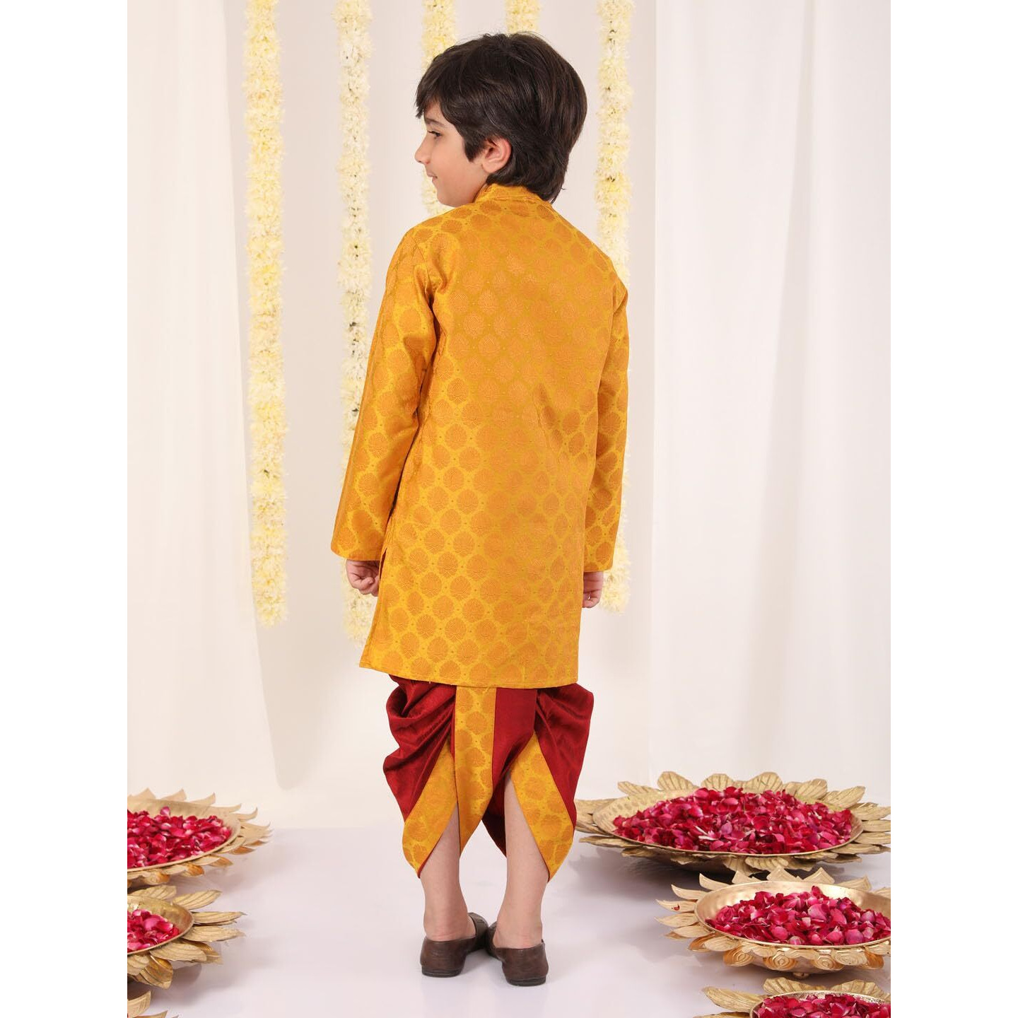 VASTRAMAY Boys' Yellow and Maroon Kurta And Dhoti Set_VASBDK218YW_22