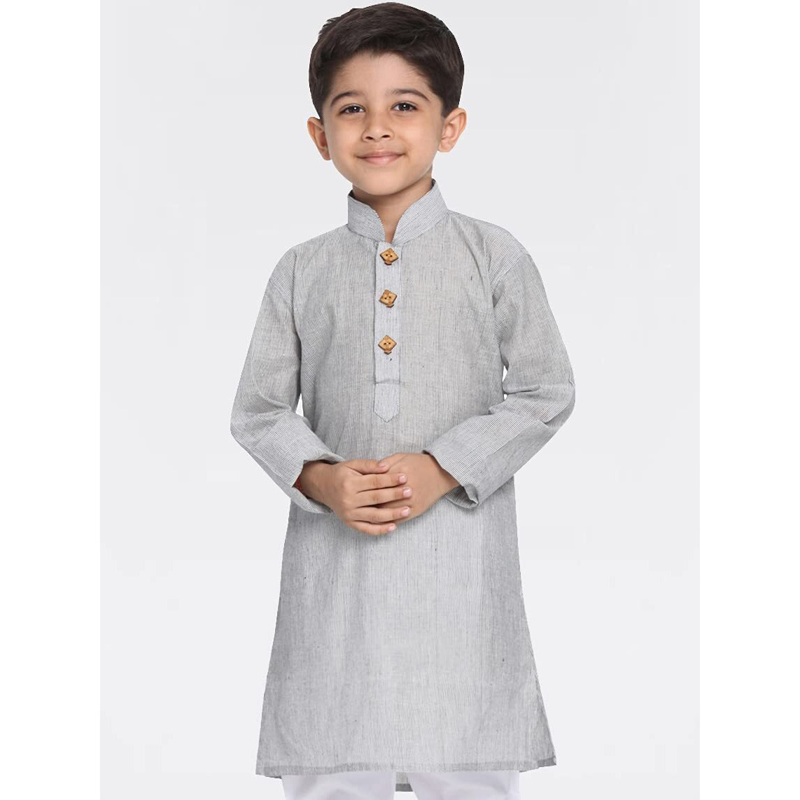 VASTRAMAY Boys' Handloom Grey Kurta Boys' Handloom Grey Kurta_4-5 Years_Grey
