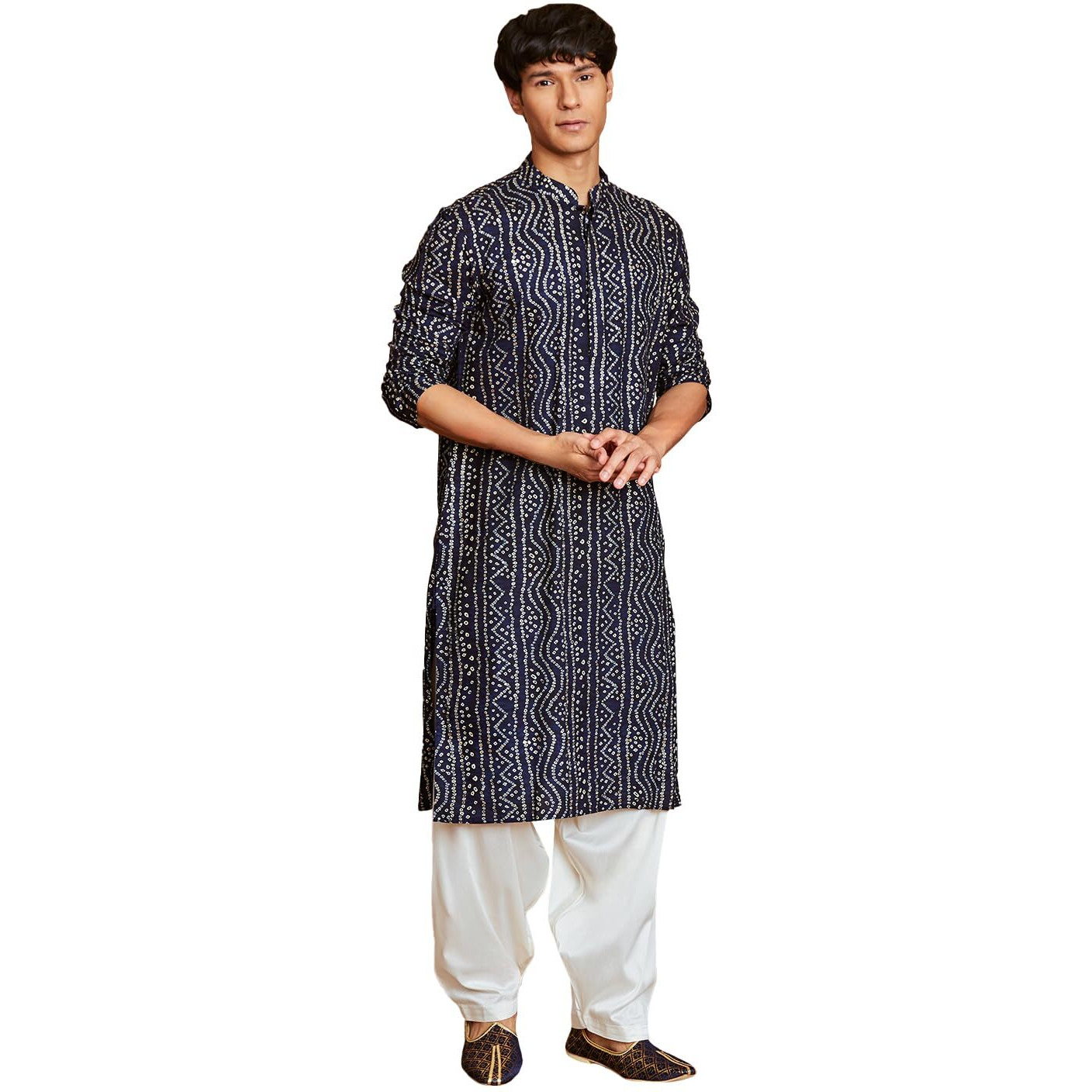 VASTRAMAY Men's Summer Cotton Bandhani Printed Kurta & Patiala Set  Ethnic Wear for Festive & Cultural Events