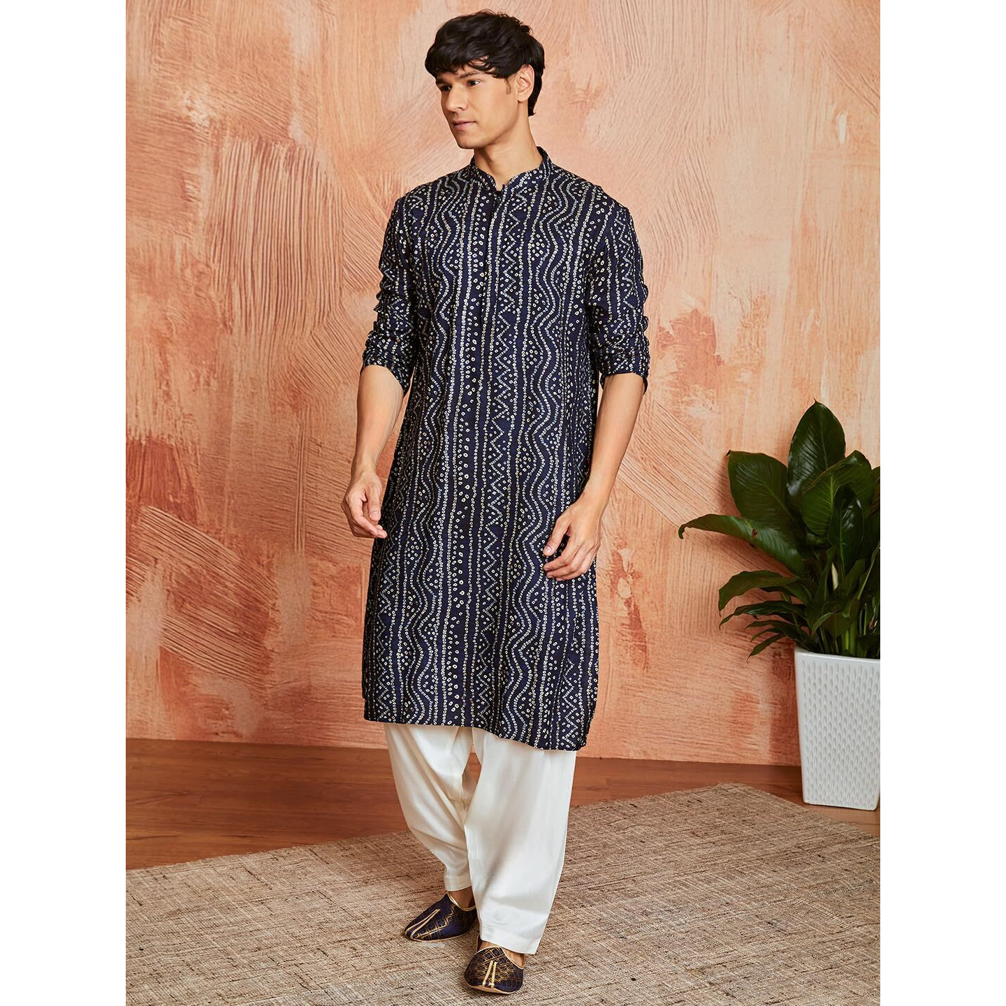 VASTRAMAY Men's Summer Cotton Bandhani Printed Kurta & Patiala Set  Ethnic Wear for Festive & Cultural Events