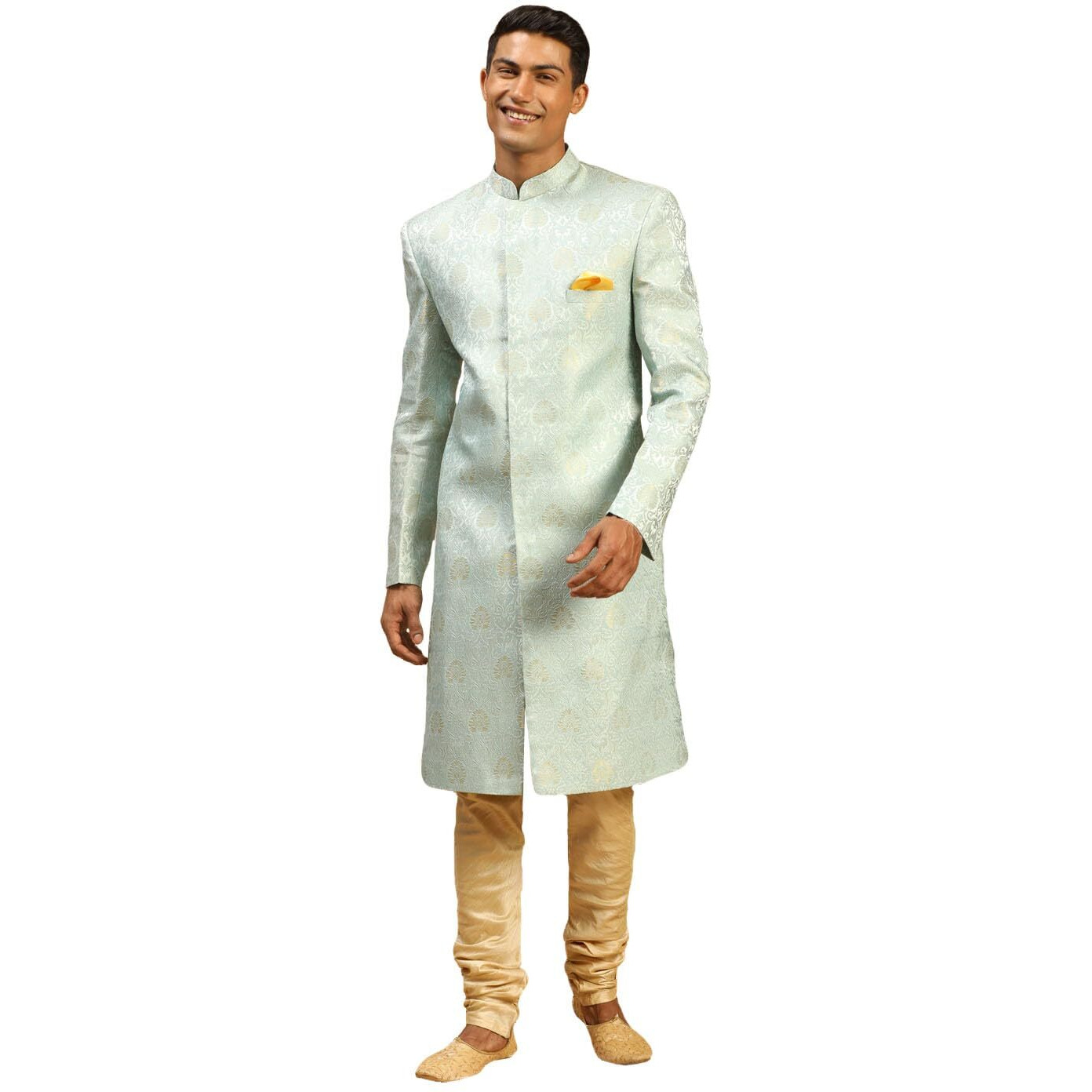 VASTRAMAY Men's Brocade Sherwani Set_VASMSW176AQnPGO_38