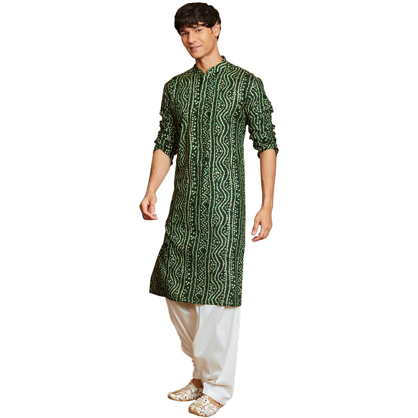 VASTRAMAY Men's Summer Cotton Bandhani Printed Kurta & Patiala Set  Ethnic Wear for Festive & Cultural Events