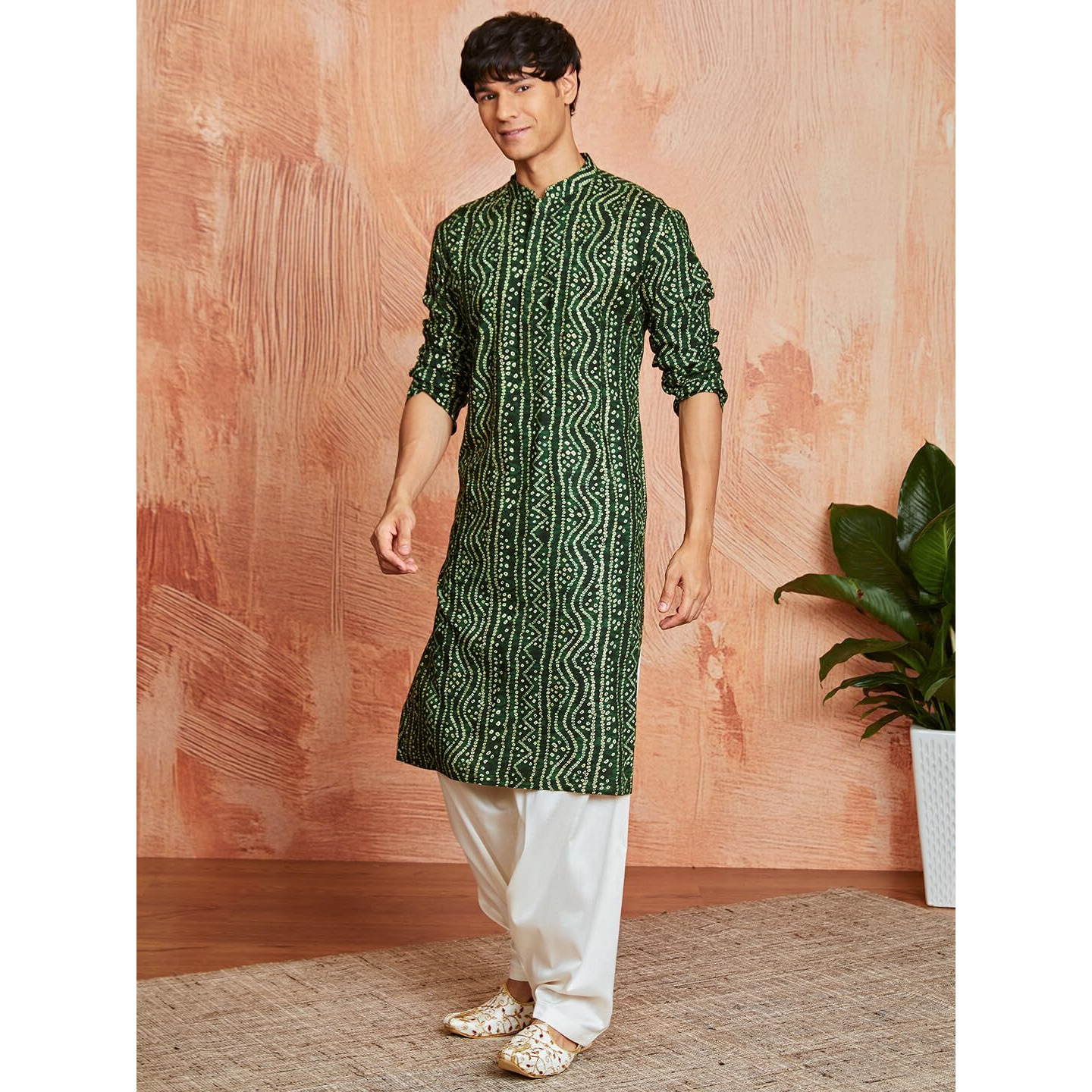 VASTRAMAY Men's Summer Cotton Bandhani Printed Kurta & Patiala Set  Ethnic Wear for Festive & Cultural Events