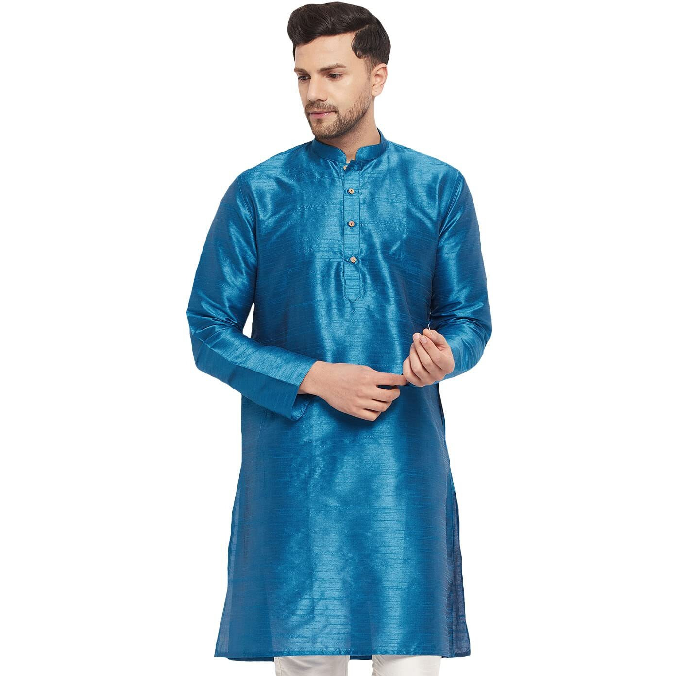 VASTRAMAY Men's Cotton Silk Blend Kurta-New