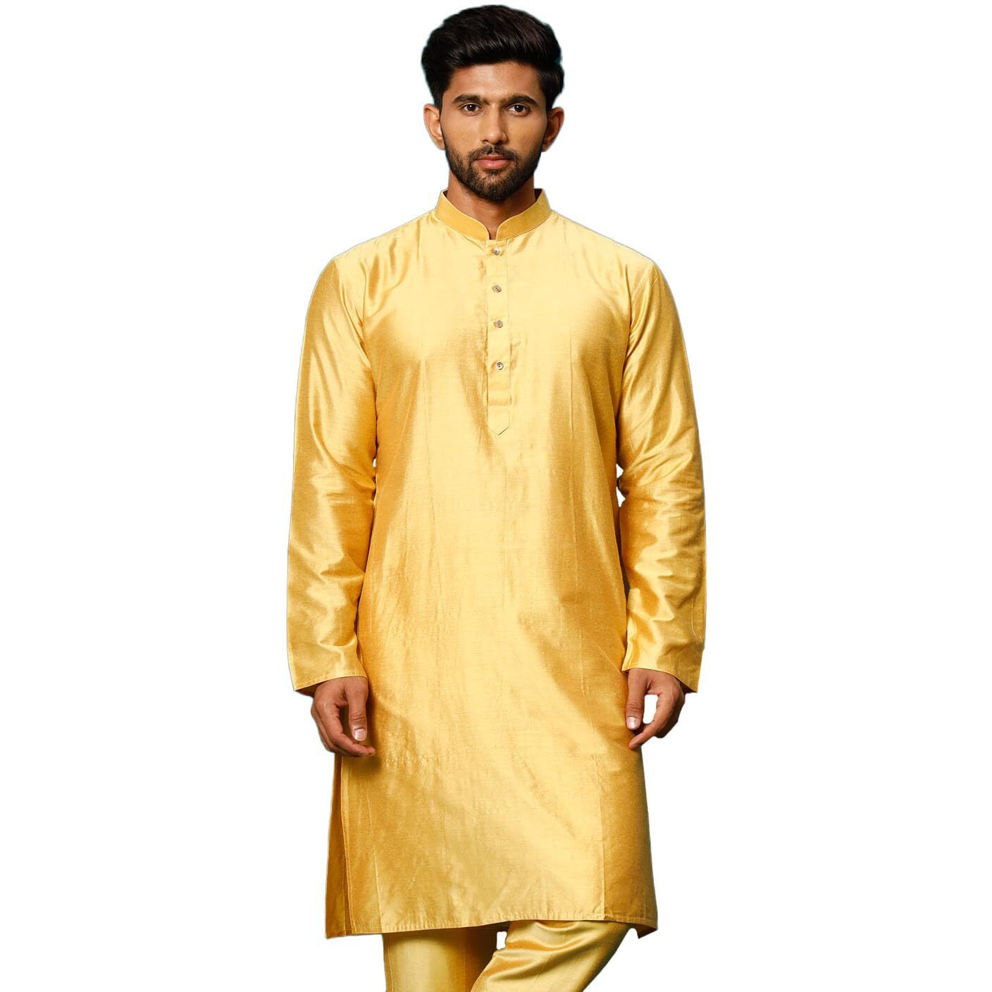 VASTRAMAY Men's Mustard Viscose Kurta_VSHRMK169MD_40