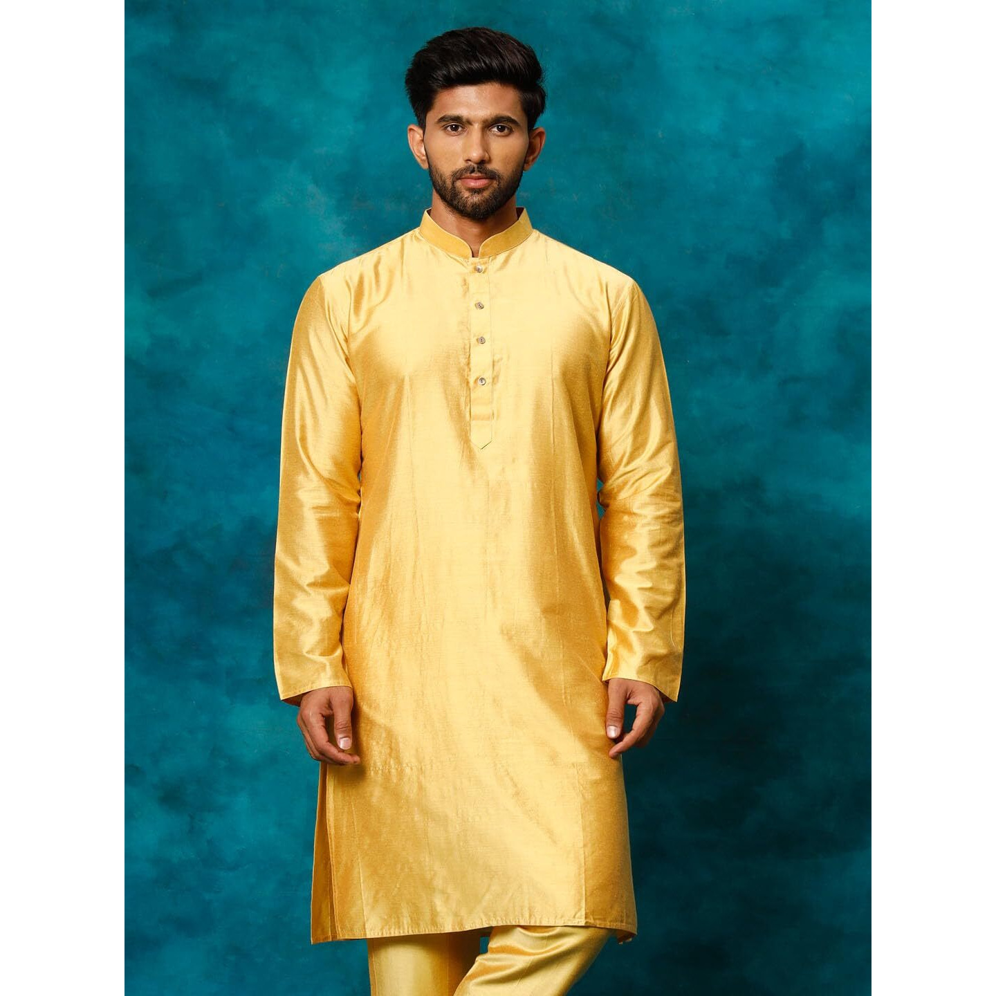 VASTRAMAY Men's Mustard Viscose Kurta_VSHRMK169MD_40