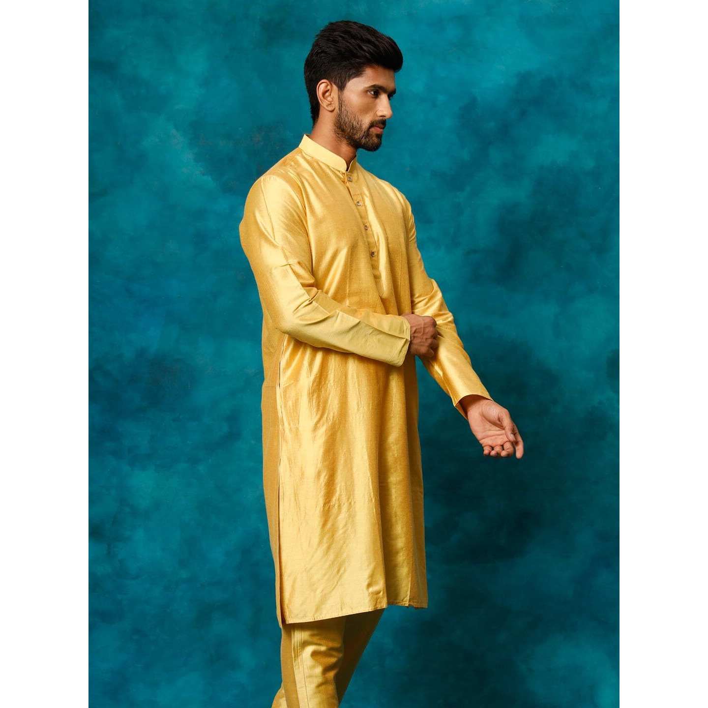 VASTRAMAY Men's Mustard Viscose Kurta_VSHRMK169MD_40