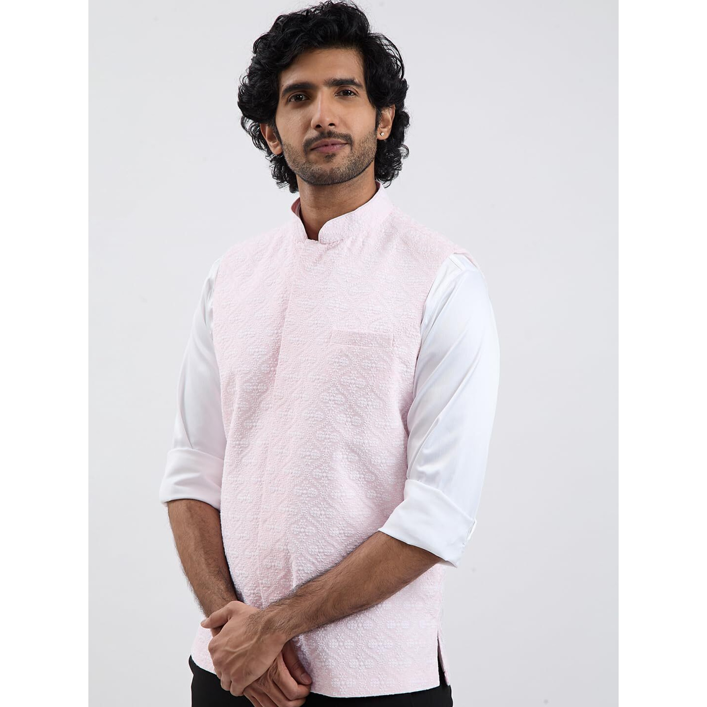 VASTRAMAY Men's Cotton Nehru Jacket I Allover Printed Jacket Regular Nehru Jacket I Fastive Party Wedding Neharu Jackets_VASMJ381PN_38