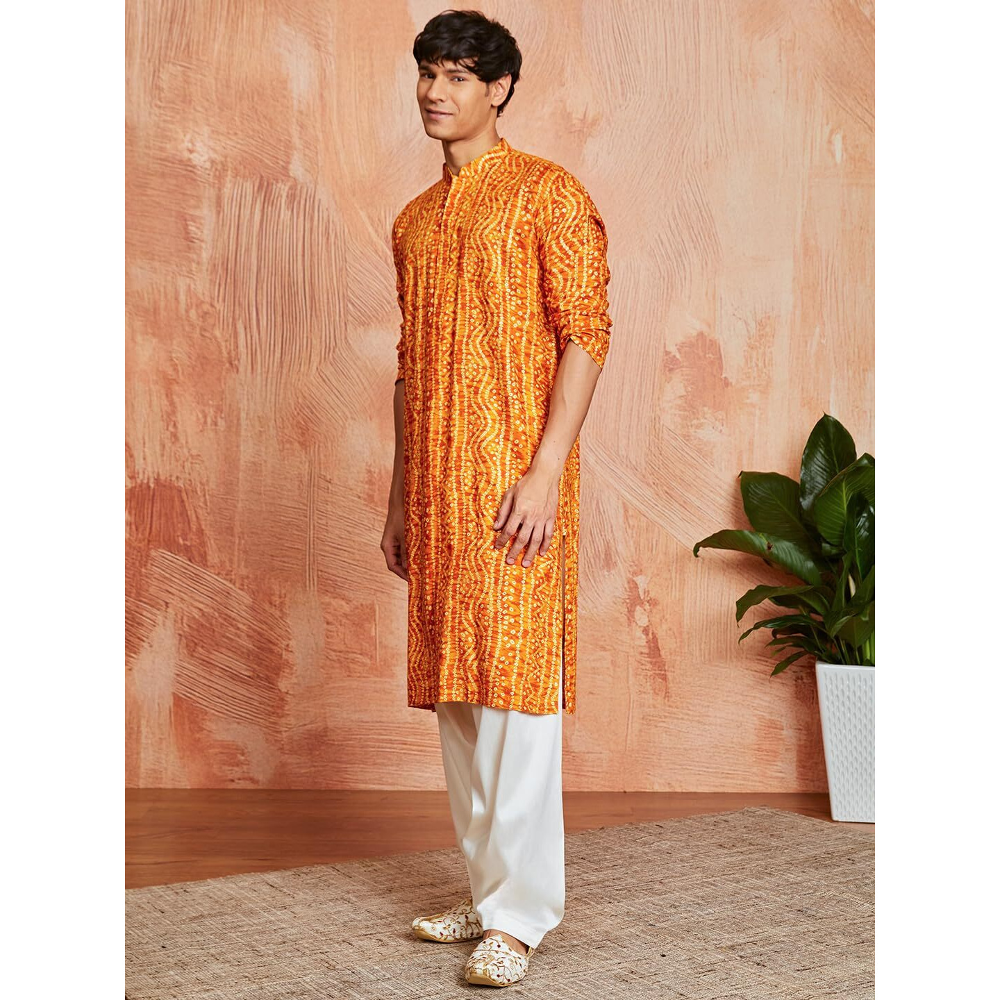 VASTRAMAY Men's Summer Cotton Bandhani Printed Kurta & Patiala Set  Ethnic Wear for Festive & Cultural Events