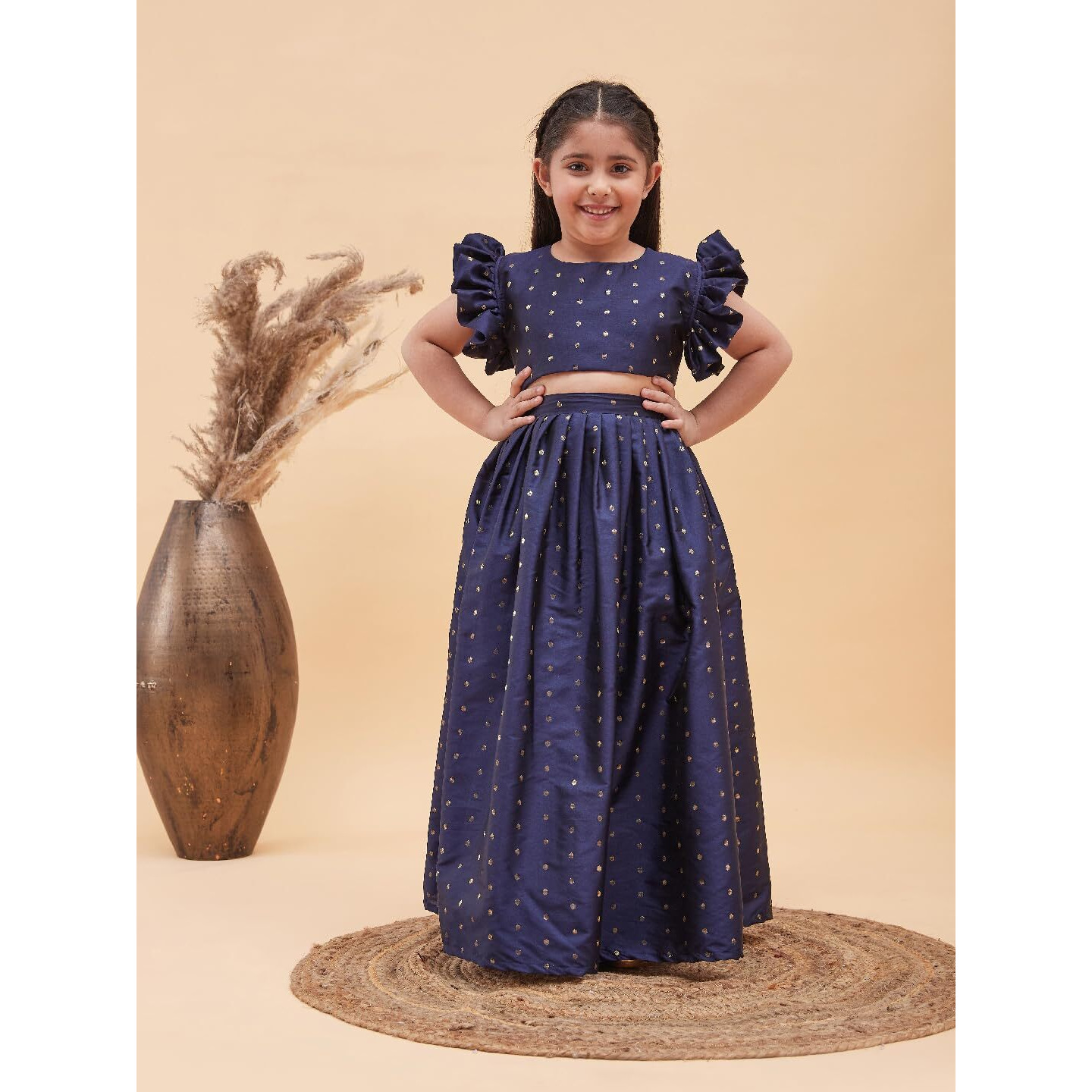 VASTRAMAY Girls' Navy Blue Lehenga Set_VASGLC010NB_30