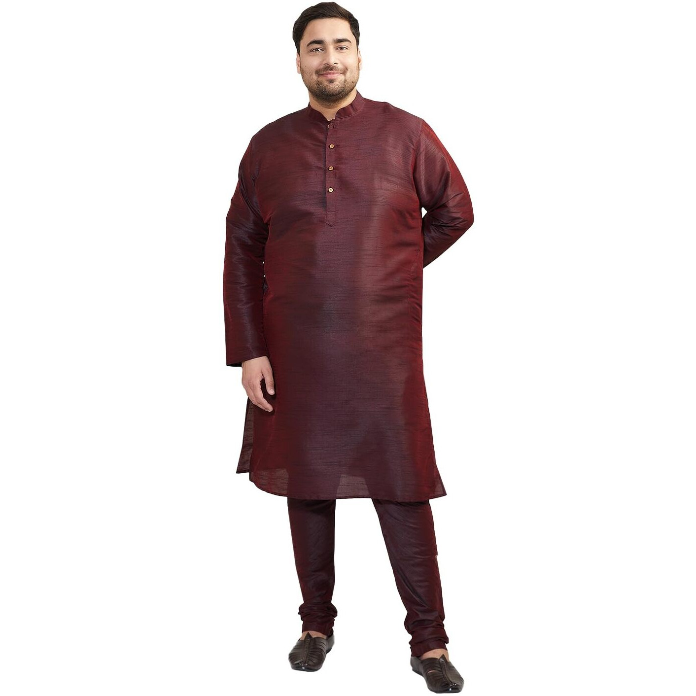 VASTRAMAY Plus Size Men's Silk Blend Kurta Set-New