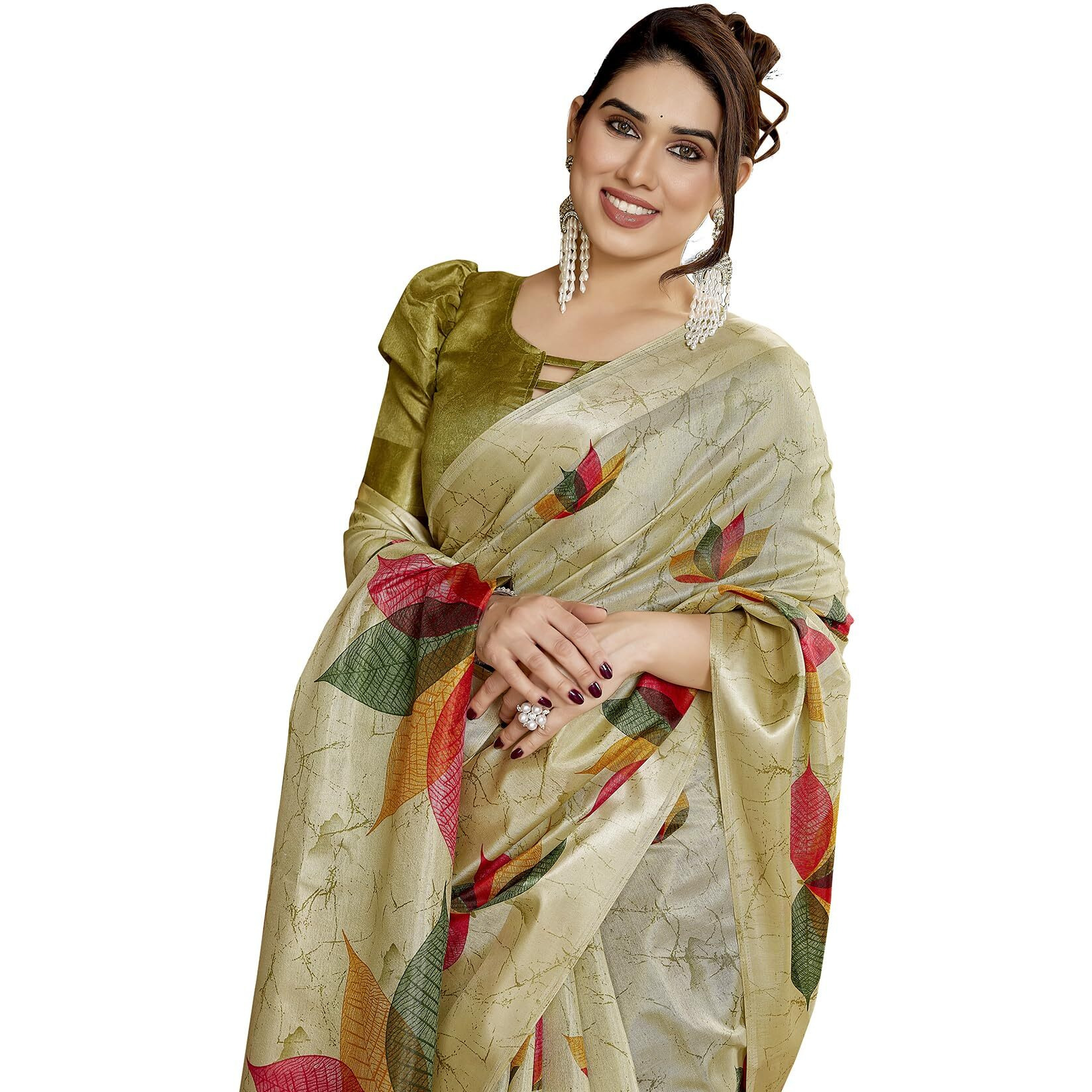 Yashika Women's Printed Linen sarees for women| Linen cotton Sadi|saree for Women | Silk Saree | New Sari | Latest Saree (AZ-YS-P3-RIPIKA MAHENDI)