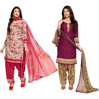 Yashika Women's Crepe Dress Material Set for Women | Unstitched Printed Fabric for Kurta Bottom & Dupatta (YS-ADDA RED-JAZZY PURPLE)