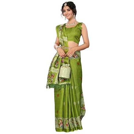 Yashika Women's Woven Latest Art Silk and Tassels Saree with Unstitched Blouse Material (AZ-YS-P2-NAFIZA-Parent-NEW_Pista)