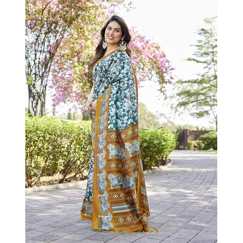 Yashika Women's Banarasi Kanjivaram Art Silk Saree Set with Blouse |saree for Women | Silk Saree | New Sari | Latest Saree (AZ-YS-P1-SHAZIA RAMA JHALAR)