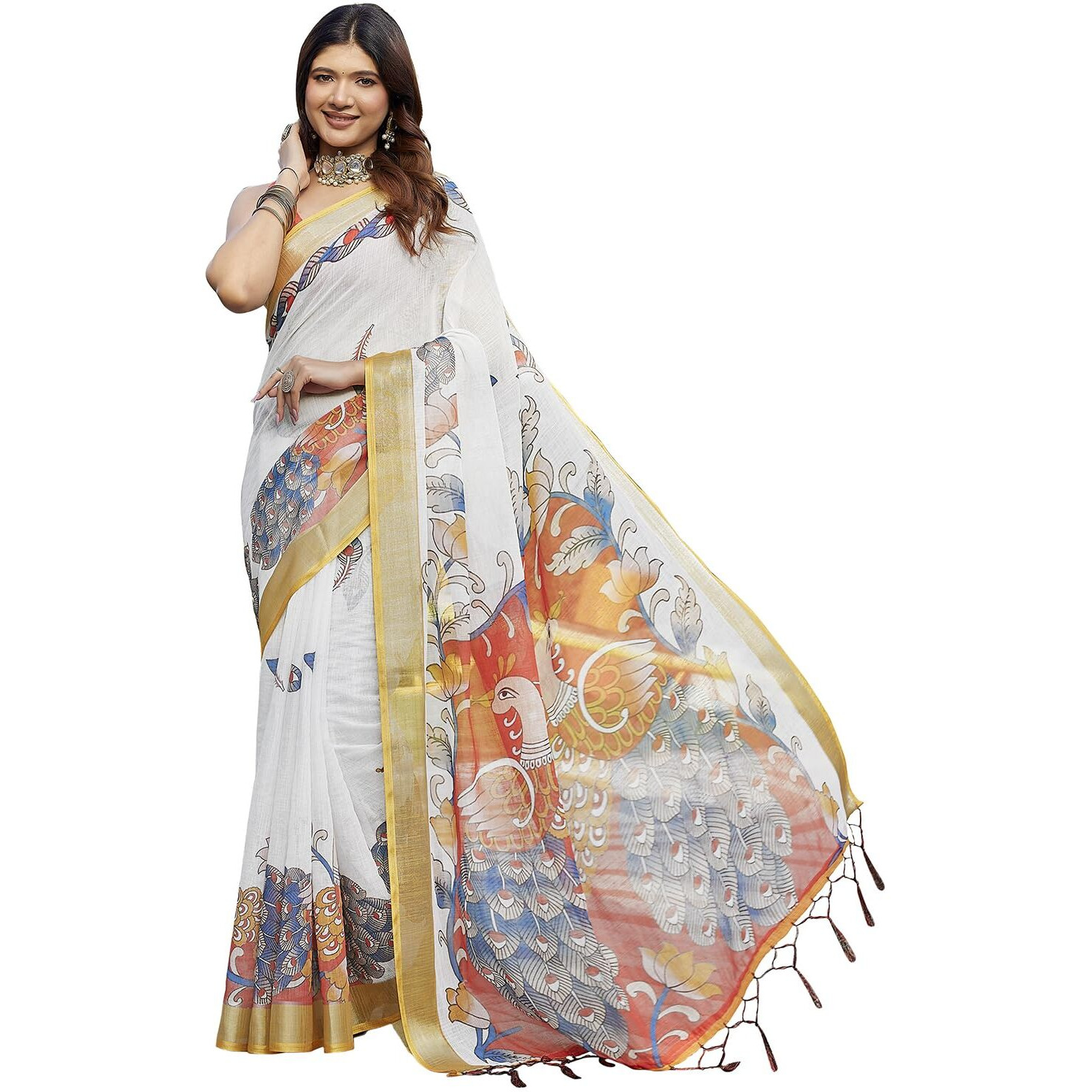 Yashika Women's Cotton Silk Digital Printed Saree|Sarees for Women (AZ-YS-P1-TIGER22)