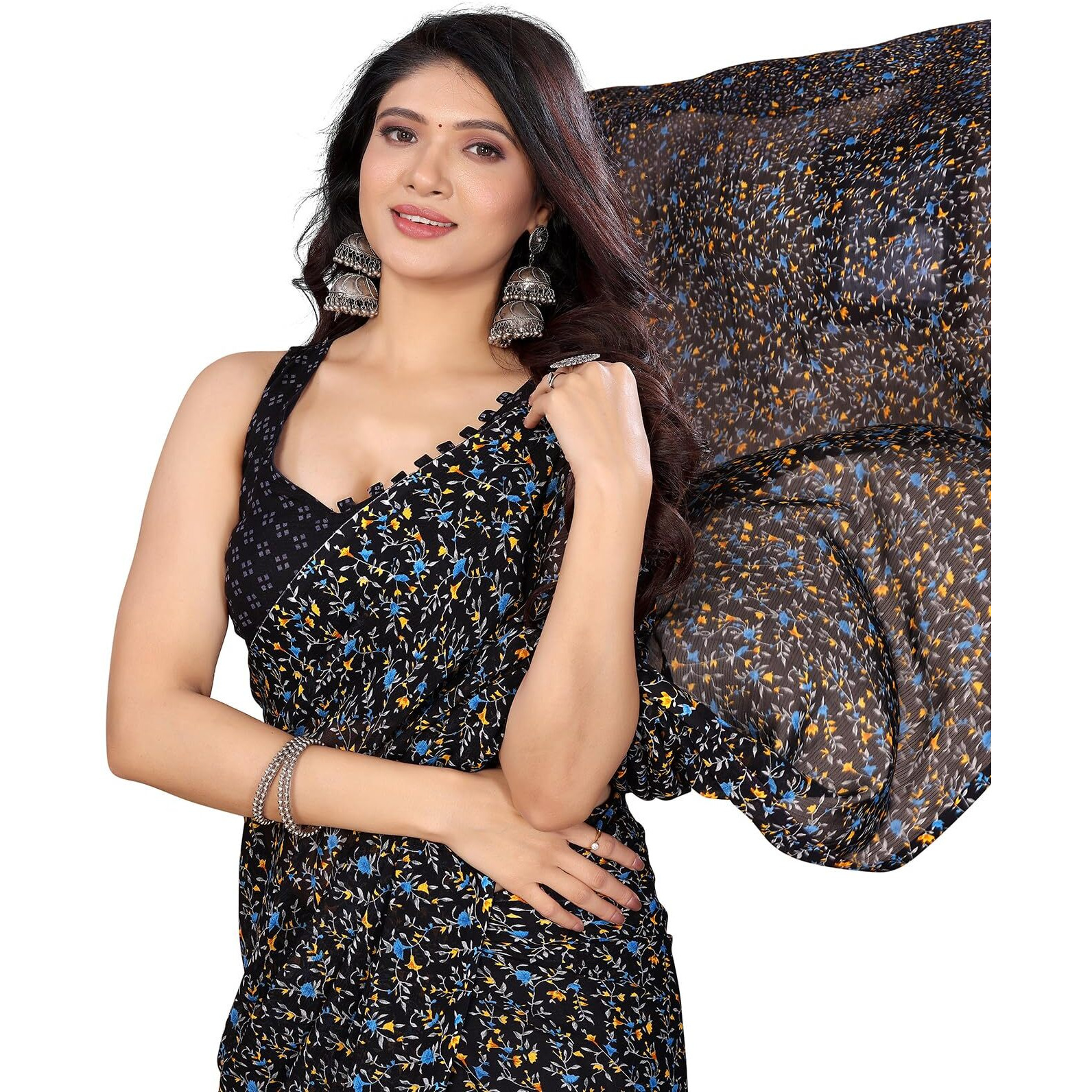 Yashika Women's Georgette Printed Saree With Blouse Material |saree for Women | saree collection 2025 | New Sari | Latest Saree (AZ-YS-P3-JAMUNA YELLOW)