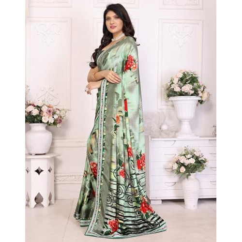 Yashika Women's Tussar Silk With Lace Printed Sari Saree with Blouse|saree for Women | Saree | New Sari | Latest Saree (AZ-YS-P1-ANUJA PISTA LACE)
