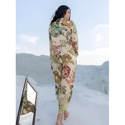 Yashika Regular Cotton Blend Floral Printed Kurta Bottom Set for Women Beige (AZ-YS-INT-KS2149-W-Parent