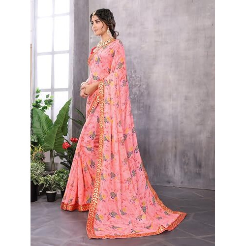 Yashika Women's Woven Latest Georgette Saree with Lace and Blouse Material (AZ-YS-P2-PADMINI-VANSHI-Parent-NEW_Peach)