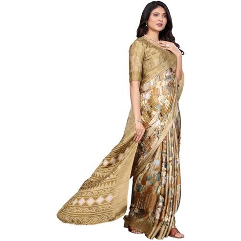 Yashika Women's Tussar Silk Printed Saree With Blouse Material |saree for Women | saree collection 2025 | New Sari | Latest Saree (AZ-YS-P2-NIRMALA YELLOW)