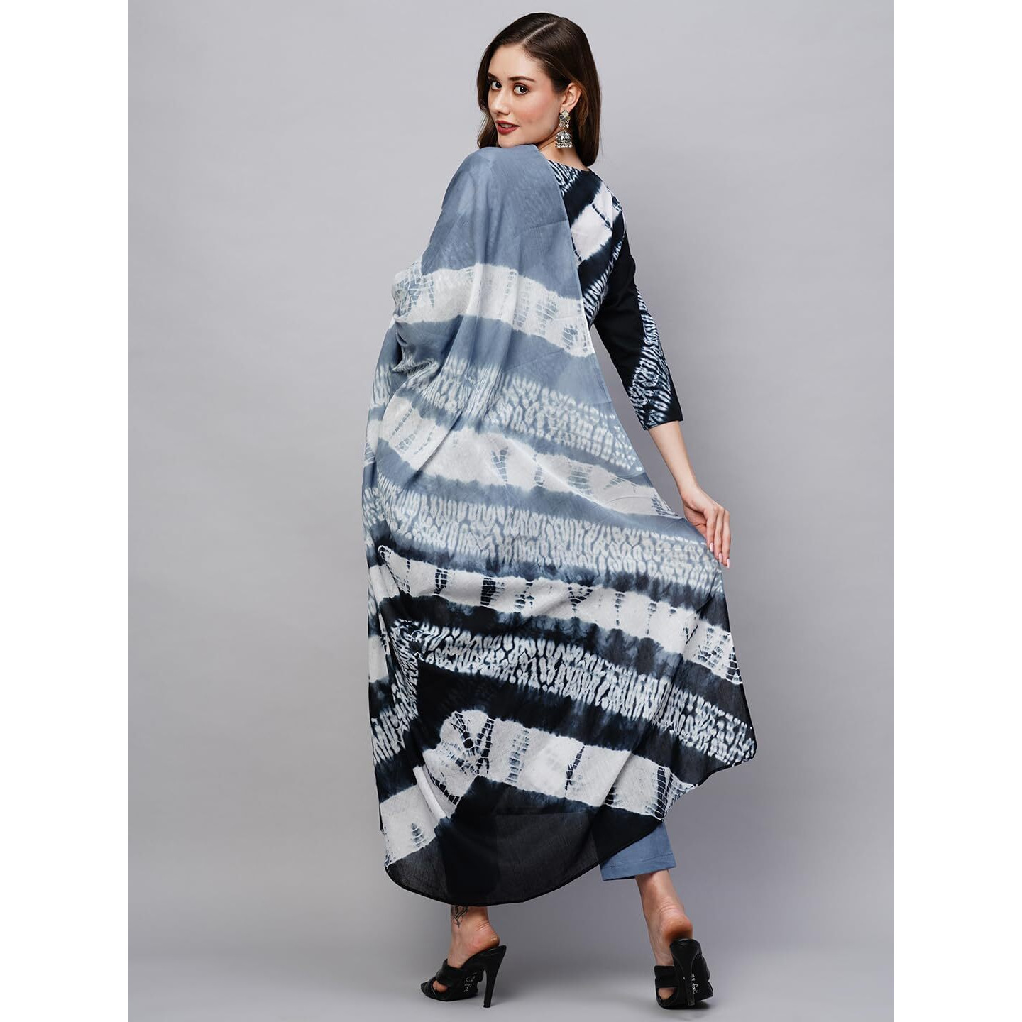 ANNI DESIGNER Women's Cotton Blend Straight Printed Kurta with Pant & Dupatta (Sana Blue-NW_S_Blue_Small)