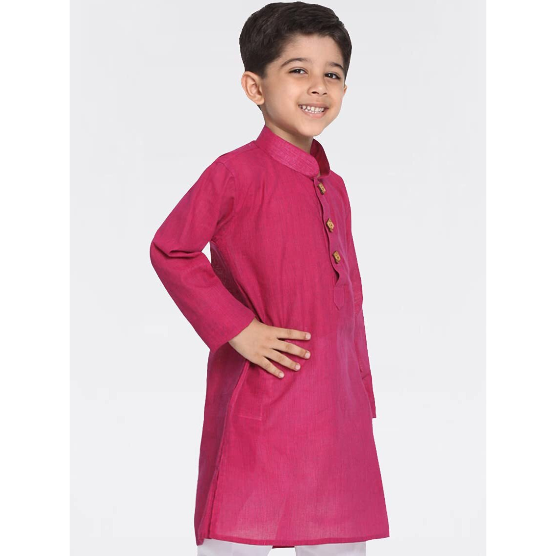 VASTRAMAY Boys' Handloom Purple Kurta Boys' Handloom Purple Kurta_6-7 Years_Purple