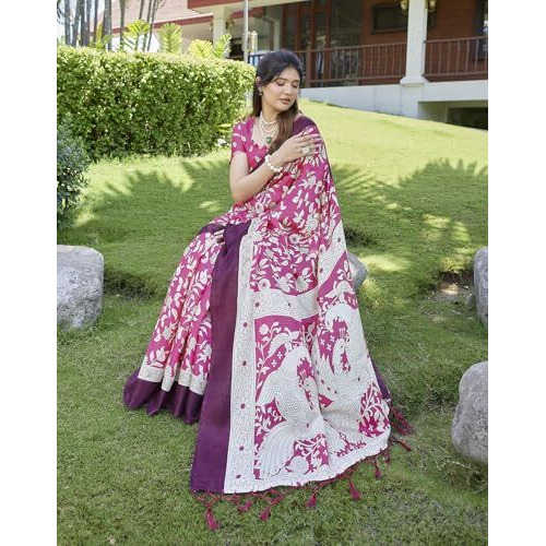 Yashika Women's Art silk with Tassels Saree|Sarees for Women (AZ-YS-P1-NAYSA PINK JHALAR)