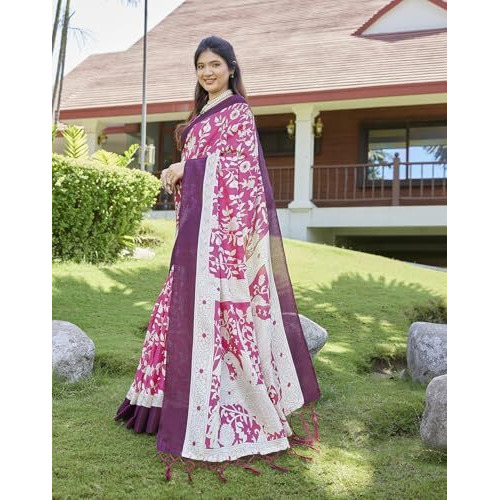 Yashika Women's Art silk with Tassels Saree|Sarees for Women (AZ-YS-P1-NAYSA PINK JHALAR)